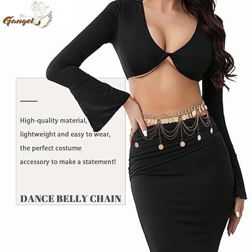Gangel Gold Waist Chain Layered Coins Belly Chains Adjustable Chain Belts Party Dance Waist Accessories for Women thumbnail 2