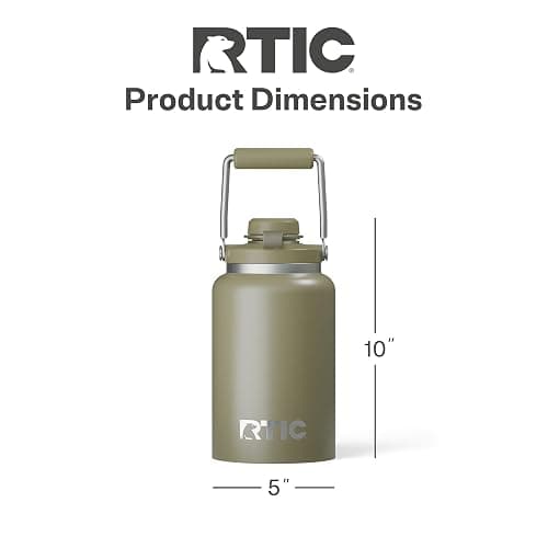 RTIC Half Gallon Outback Jug, Stainless Steel, Ceramic Lined Insulated Water Bottle with Lid and Handle, BPA-Free, Double Wall Vacuum Insulation, Olive thumbnail 2