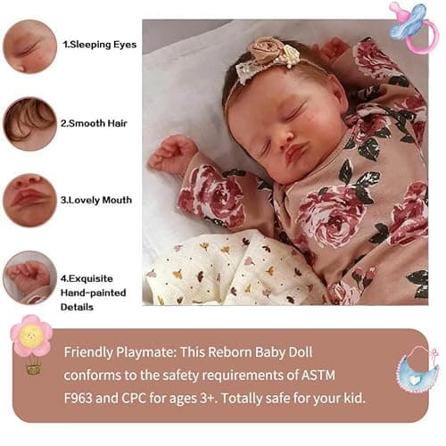 Lonian 20 inch 50cm Reborn Toddler Doll Baby Soft Vinyl Silicone Real Life Like Looking Newborn Dolls Magnetic Pacifier Birthday Gifts Toys thumbnail 3