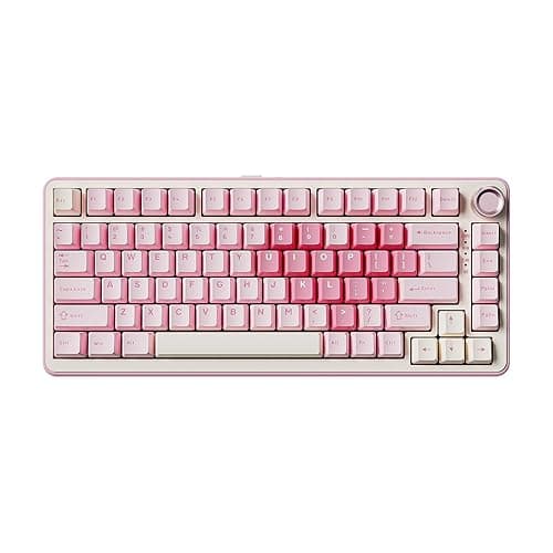 YUNZII B75 PRO Wireless Mechanical Keyboard,75% Gaming Keyboard Gasket Hot Swap Custom Keyboard with Knob,Pre-lubed Switches RGB,Bluetooth/Type-C/2.4G (Pink, Cocoa Cream V2 Switch) - Image 1