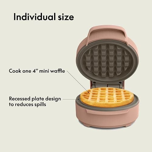 bella Snack-n-Store Mini Waffle Maker, EverGood™ Ceramic Nonstick Coating, Cord Wrap, Ready Indicator Light & Cool Touch Handles, Stackable Design & Customizable Plates, 400 Watt, Blossom thumbnail 5