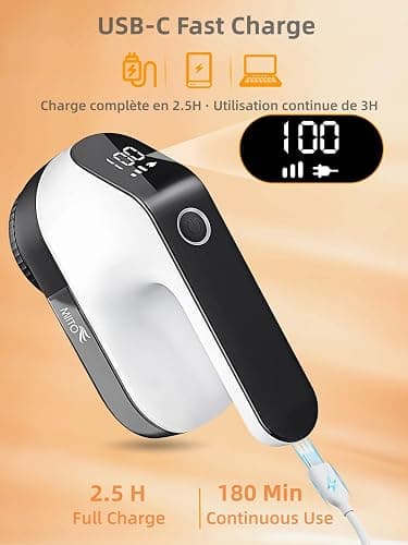 Fabric Shaver, Fuzz Remover, Rechargeable Lint Remover, LED Digital Display Sweater Shaver with 3-Speeds and 6-Leaf Blades, Effectively Quickly Remove Fuzz, Pills for Clothes Sweater Couch Blanket… | Rechargeable & cordless, 3 speeds for all fabrics, LED display, 6-leaf blade, Ideal for sweaters, sofas, blankets. thumbnail 3