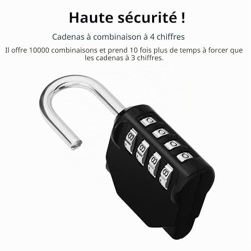 ZHEGE Cadenas Code 4 Chiffres, Cadenas a Code (1, Noir) | Cadenas a Chiffre Pour Casier Vestiaire Sport, College, Scolaire, Cadna avec Code Exterieur Pour Portail, Abri de Jardin thumbnail 3