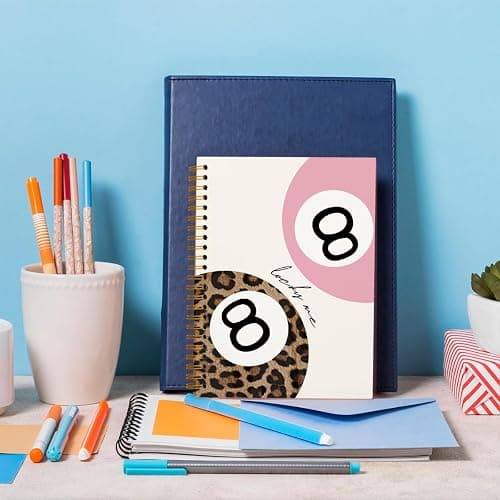 WXHUM Pink 8 Ball Cheetah Notebook Journal for Teen Girls, Journaling Notebook for Women, Funky Cheetah Leopard Journal Notebooks for Girl Work School Study Writing Notes, 5.5x8.3 thumbnail 2