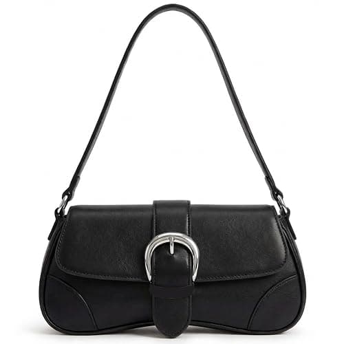 Black Y2K Small Shoulder Bag for Women 2026 Vintage Underarm Purse with Buckle Cute and Stylish for Everyday Daily Use - Image 1