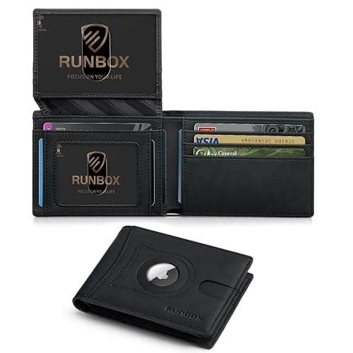RUNBOX Wallet for Men Slim Rfid Leather 2 ID Window With Gift Box - Image 1