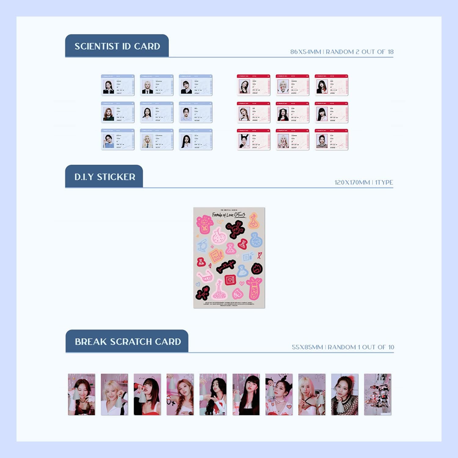 TWICE - THE 3RD ALBUM [Formula of Love: O+T= 3] (STUDY ABOUT LOVE Ver.) Photobook + CD-R + Index Photo Paper + Scientist ID Cards + D.I.Y Sticker + Break Scratch Card + Photocard + 2 Pin Button Badge thumbnail 5