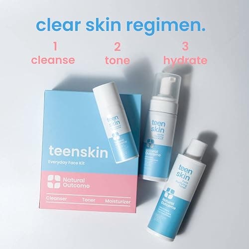 Teen Skin Care Kit 3-Step | Acne Face Wash Skin Care Regimen | Teen Skin Face Wash, Toner, & Moisturizer | Perfect for Teens Preteens & Kids Looking to Prevent Acne | 3 Pc Kit by Natural Outcome thumbnail 2