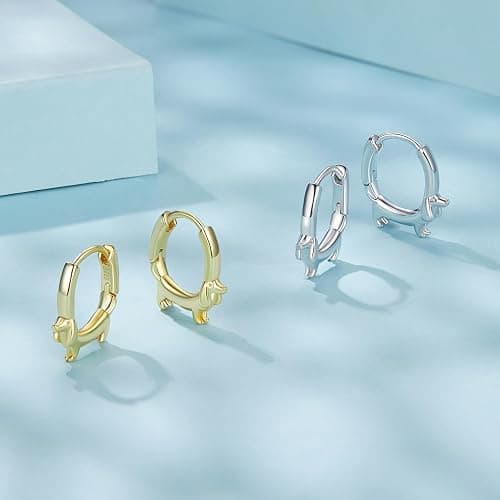 MUNDELL 925 Sterling Silver Dachshund Turtle Hoop Earrings for Women Green Zircon Eyes Snake Ear Buckles Statement Fine Jewelry thumbnail 6