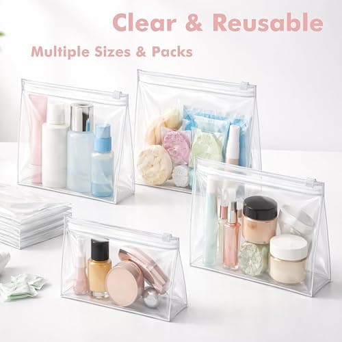 Clear Makeup Bags with Zipper, 60 Pack Cosmetic Bags Bulk Small Travel Toiletry Bag Zipper Pouch Mini Storage Organizer Reusable Plastic EVA Transparent Pouches for Organization Toiletries Bag, 5.9” thumbnail 8