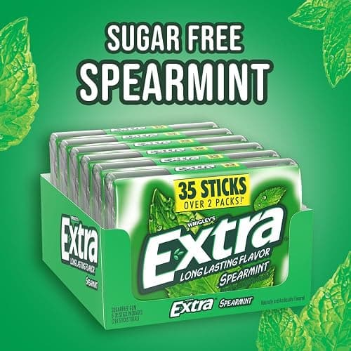 EXTRA Spearmint Sugar Free Chewing Gum, Bulk Gum Packs - 35 Sticks (Pack of 6) thumbnail 3