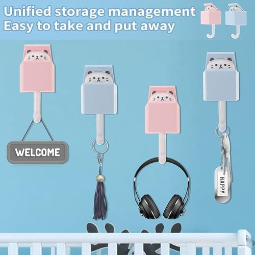 Dimeho Cute Cat Key Hook, Creative Adhesive Coat Hook Wall Mounted Adhesive Cat Hook for Coat, Scarf, Hat, Towel,Key, Bag Wall Hanging Decorations(2 Pack) thumbnail 6