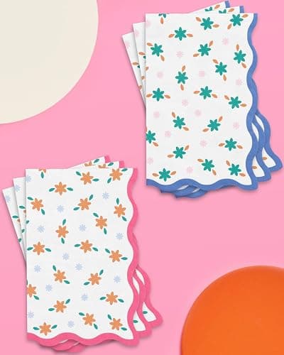xo, Fetti Italian Summer Wavy Floral Stripe Napkins - 3-ply, 24 pcs | Bachelorette Party Decorations, Last Toast Coast, Birthday Party Supplies, Flower Baby Shower, Stripe Wavy Cocktail Decor thumbnail 5