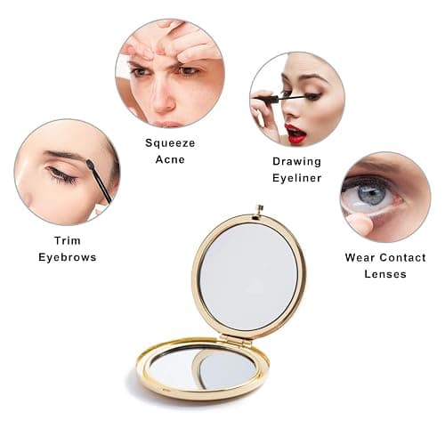 MIHAGUTY Magnifying Compact Mirror for Purses with 2 x 1x Magnification, Folding Mini Pocket Double Sided Travel Makeup Mirror,Perfect for Purse, Pocket Mirror for Gift thumbnail 3