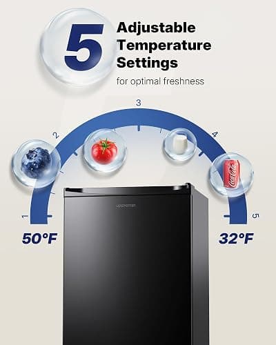 Upstreman 3.2 Cu.Ft Mini Fridge with Freezer, Black-BR321 | Adjustable Thermostat, Energy Saving, Low Noise, Reversible Door, Small Refrigerator for Dorm, Bedroom, Office thumbnail 5
