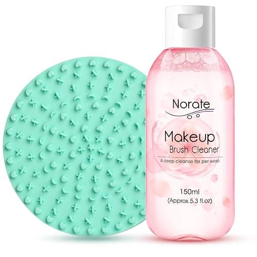 Norate Makeup Brush Cleaner, Make Up Brush Cleaner Solution + Makeup Brush Cleansing Pad, Brush Cleaner Mat for Brushes, Deep Clean Shampoo, Gentle Formula Cruelty Free, 2 Piece Set - Image 1