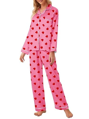 Umeyda Girls & Womens Satin Pajamas Set, 2 Pieces Silky Pjs Long Sleeve + Pants Sleepwear for Mom Kids and Boys thumbnail 5