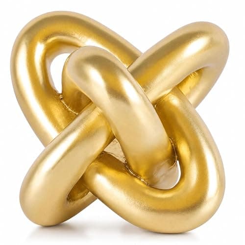 XMGZQ Gold Knot Decor for Coffee Table Book,Chain Link Living Room Decor Item for Bookshelf Entryway Nightstand TV Stand,Minimalist Knot Sculpture for Home Living Room,Centerpiece Table Decorations - Image 1
