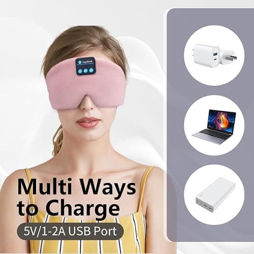 Joythink Sleep Headphones Bluetooth Sleep Mask Silk Kids Children Headband Earphones Bluetooth Eye Mask for Sleeping On Side Blackout Soft Sleep Earphones Music Eye Cover thumbnail 7