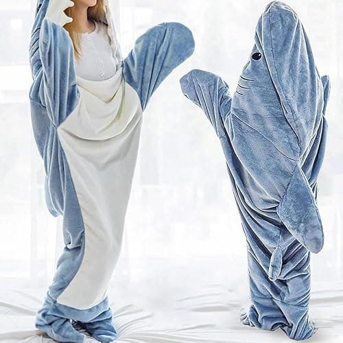 Shark Blanket Hoodie Onesie, Shark Onesie Adult, Shark Sleeping Bag for Kid (S) thumbnail 2