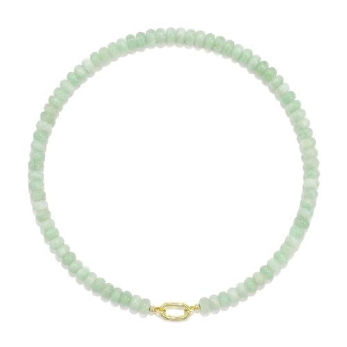 ROISE LADY Light Green Natural Stone Beaded Necklaces for Women Boho Gemstone Bead Choker Summer Beach Vacation statement Trendy Charm Necklace - Image 1