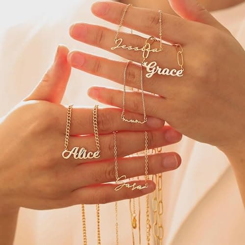 KUKULIKI Custom Tiny Name Necklaces for Women, 18k Gold Plated Delicate Name Necklace Personalized with Curb/Cable Chain, Dainty Birthday Jewelry Gifts for Mom thumbnail 8