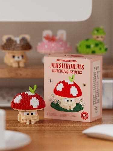 Hide Mushroom Mini Cute Mushroom Animals Building Toy Set Adorable Plant Blocks for Creative Play Bonsai Botanical Collection thumbnail 2