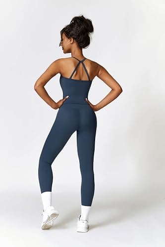 QBGJTD Womens Workout Sets Two Piece Cross Back Tank Top Matching High Waist Leggings Sets Gym Outfits Work Out Clothes thumbnail 2