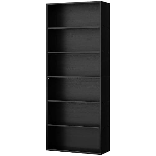 Shintenchi Bookshelf,6-Tier Open Bookcase and Bookshelves,6 Shelf Display Storage Shelves Floor Standing 70.6 inches Tall Bookcase for Home Office, Living Room (Black) - Image 1