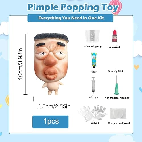 Pimple Popper Toy Set, Ultra Soft Cute Face Pimple Popping Fidget Toy, Refillable Pimple Toy with Sensory Cream, Silicone Squishy Squeeze Toy for Stress Relief & Anxiety Relief(SquishFace) thumbnail 4