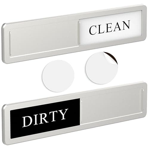 Premium Stainless Steel Dishwasher Magnet Sign - Aluminum Alloy Magnet dishwasher magnet clean dirty Dirty/Clean Dishwasher Indicator (Silver) - Image 1