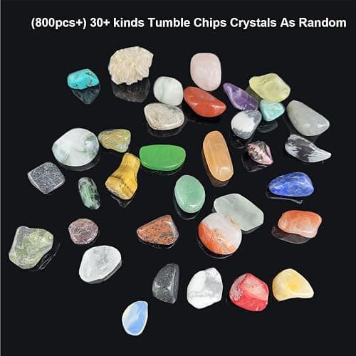 800Pcs+ (3lb) Gemstones and Crystals Set,30Kinds+ Bulk Rocks and Minerals Science Kit,Rocks Collections for Kids,Tumbled Chips Crystals,Crushed Stones thumbnail 3
