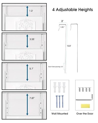 NEARBYSD 48"x 14" Door Mirror, Full Length Wall Mounted, Over The Door Mirror, Full Body, Hanging Rectangle-White thumbnail 3