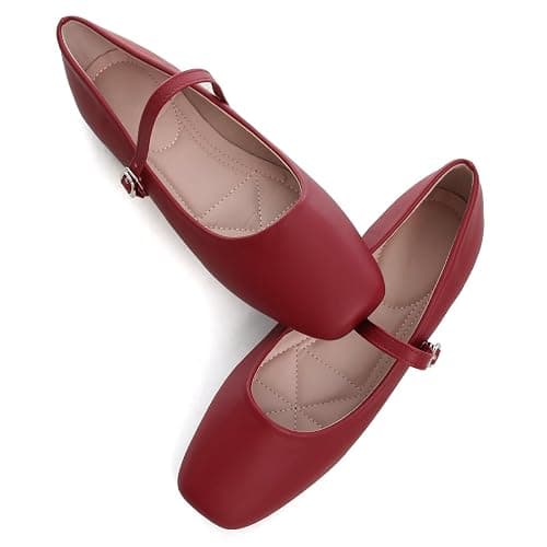 TN TANGNEST Leather Flats for Women Comfortable Square Toe Slip On Flats Soft Work Flats Retro Mary Jane Flats thumbnail 2