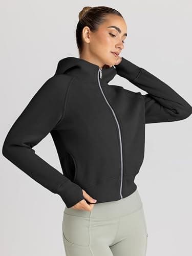 Trendy Queen Womens Zip Up Hoodies Jackets Cropped Sweatshirts Fleece Fall Outfits Casual Comfy Y2k Tops Winter Clothes 2025 thumbnail 3
