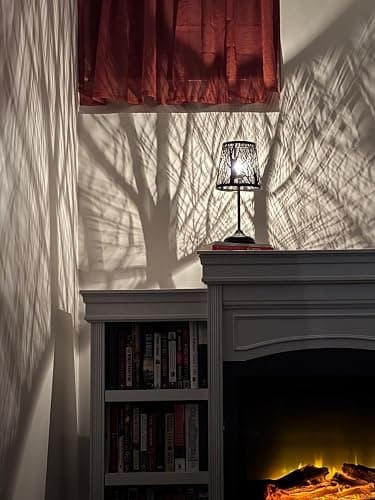 3 Level Dimmable Touch Table Lamp, Black Metal Tree Pattern Shadow Lamp, Small Bedside Night Light for Kids, Vintage Accent Decor Lamp Halloween Indoor Mood Lighting Bedroom Living Room Small Spaces thumbnail 5