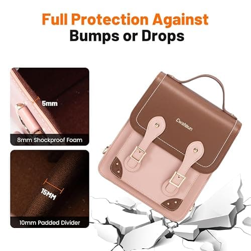 Cwatcun Camera Bag for Women, Retro Camera Crossbody Case, Vintage PU Leather Waterproof Camera Backpack, Lightweight Camera Handbag, Compatible with Canon/Nikon/Sony SLR/DSLR Mirrorless Camera, Lens thumbnail 7