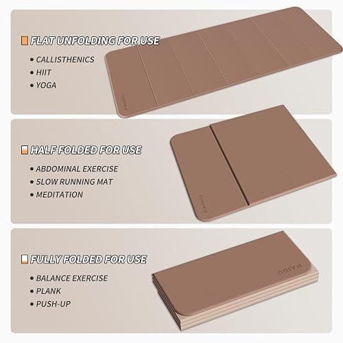 PAIDU Foldable Fitness Yoga Mat | 2/5" (10MM) Extra Thick | SGS Certified Non-Slip TPE | 75x26" Extra Long-Wide | Portable & Easy Store | for Yoga, Pilates, Home Gym & Full-Body Workouts thumbnail 8