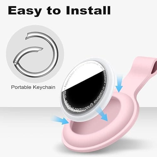Linsaner Compatible with AirTag Case Keychain for Air Tag Holder Silicone for AirTags Key Ring Cases Tags Chain foe for Apple for AirTag GPS Item Finders Accessories，Pink thumbnail 3