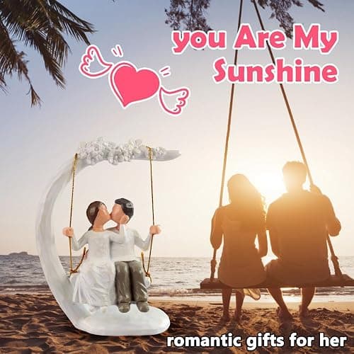 jinhuoba Romantic Wedding Couple Figurines, Hand Painted Loving Together Sculpture, Best Valentine Marriage Anniversary Weddings Engagement Gifts for Couple Wife Women Her thumbnail 5