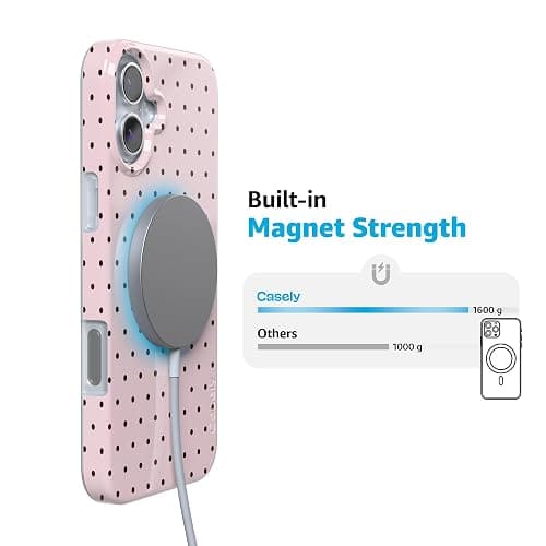 Casely iPhone 16 Case | On the Dot | Pink & Brown Polka Dot | Compatible with MagSafe | Classic Ultra Slim Design thumbnail 6