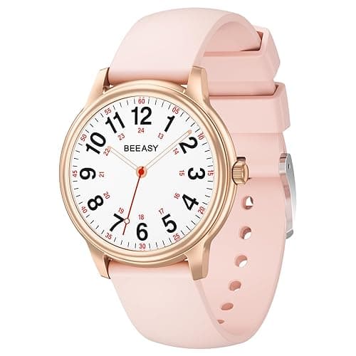 Beeasy Nurse Watch Waterproof for Medical Professionals Students Women Men,Watches with Second Hand Nursing 12/24 Hour, Easy Read Dial and Silicone Band, Military Time Luminouse - Pink