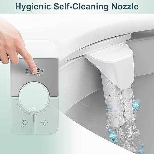 SHIKITEK Bidet Attachment for Toilet, Ultra-Slim, Self Cleaning, Dual Nozzle, Feminine & Posterior Wash, Fresh Cold Water Sprayer, for Existing Toilets Seat, Baday Beday Badette Bedette, Silver thumbnail 3