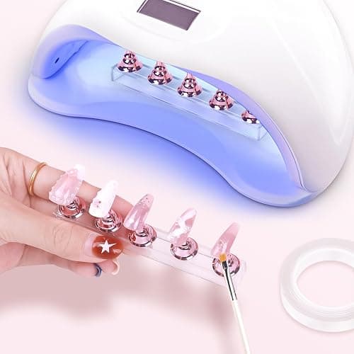 JUSTOTRY 2 Sets Pink Nail Painting Practice Stand With 1M Double-sided Tape Acrylic Fake Nail Art Holder For Press Ons Magnetic Nail Display Design Tools Kit Accessories For Home Diy Salon Supplies thumbnail 6