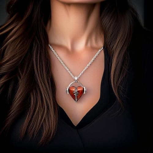 Controse HeartBeat Heart Necklace with Pendant (17" - 19" Adjustable Stainless Steel Chain) thumbnail 2