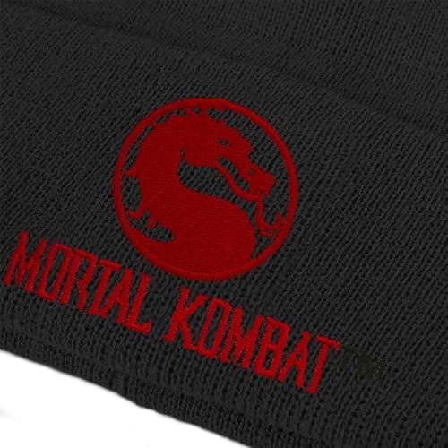 Mortal Kombat Klassic Dragon Logo Knit Beanie - Unisex for Men and Women, Black thumbnail 5