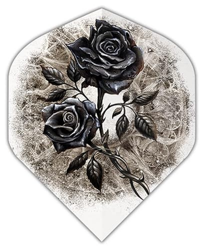 US Darts 3 Sets (9 Flights) Alchemy Dies IRAE (Black Rose) Standard Dart Flights - Ex-Tough (100 Micron) - Image 1