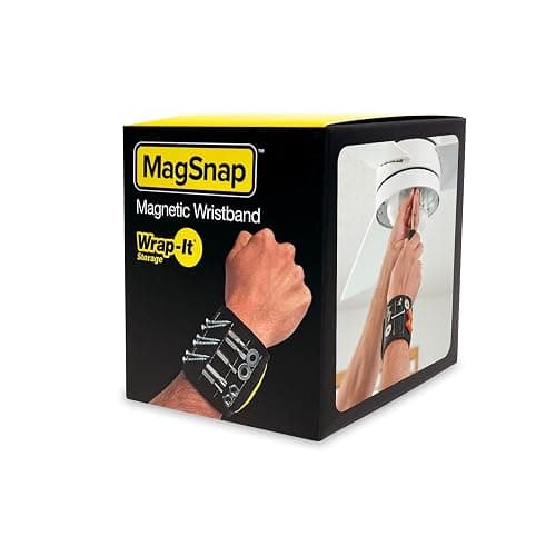 MagSnap Magnetic Wristband by Wrap-It Storage - Black - Great Father Gift Wrist Magnet Tool Belt and Screw Holder thumbnail 9