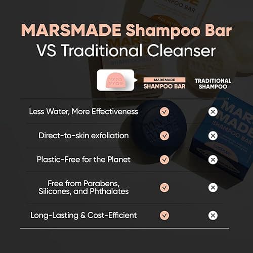 MARS MADE Castor Oil Conditioner Bar - Nourishing & Soothing Natural Deep Conditioner for All Hair Types - Hair Moisturizing, Cleansing Solid Soap Bar - Zero Waste, No Animal Trials 3.5 oz thumbnail 6