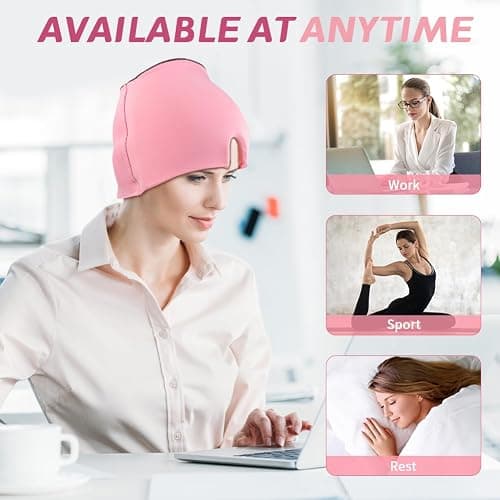 Conbella Migraine Relief Cap, Soothing Headache Ice Face Mask Products | Hot and Cold Therapy, Migraine Headache Relief Cap for Migraine, Sinus, Puffy Eyes, Tension, Stress and Hangover thumbnail 3